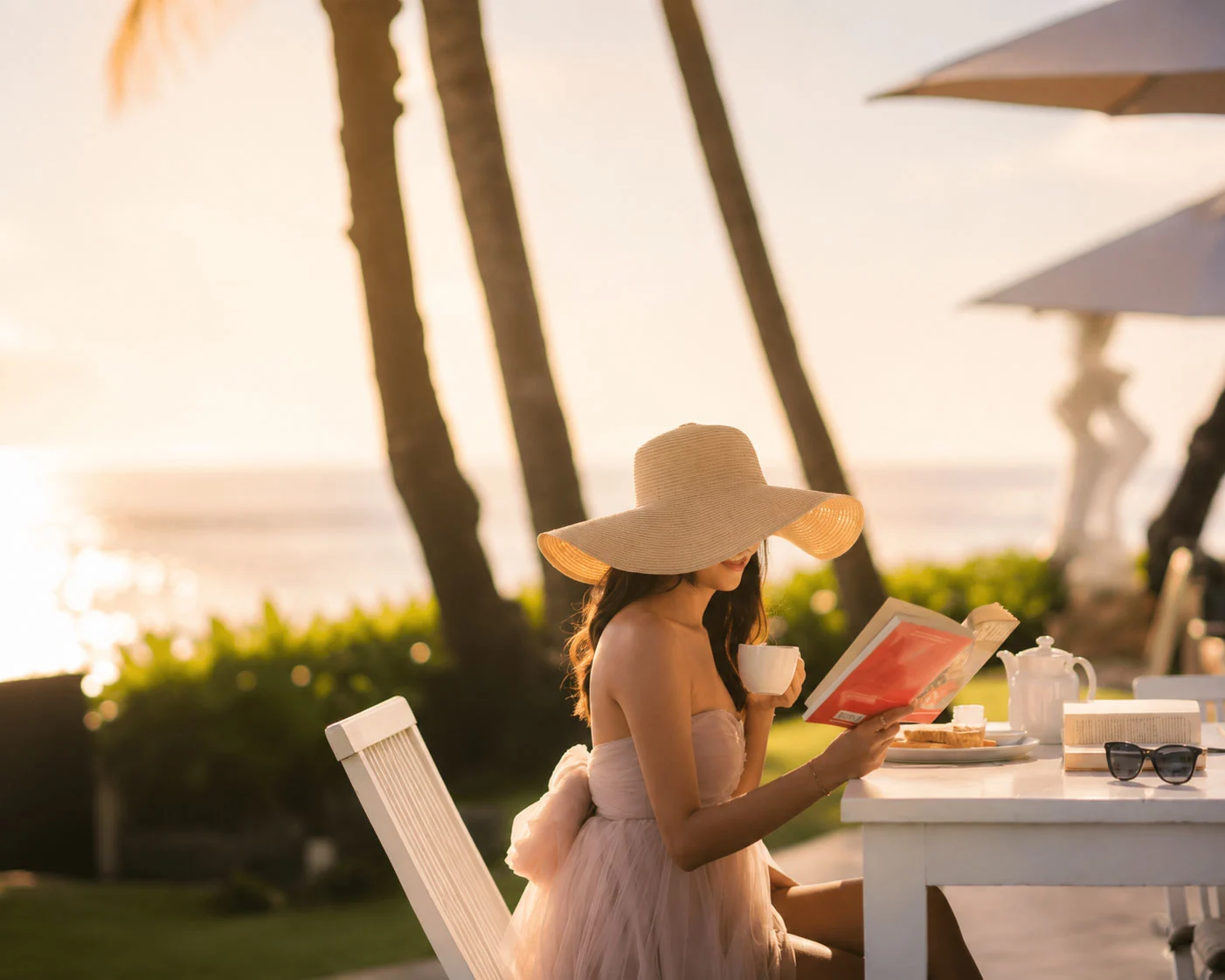 Sunset dining overlooking Berawa Beach at Legong Keraton Beach Hotel