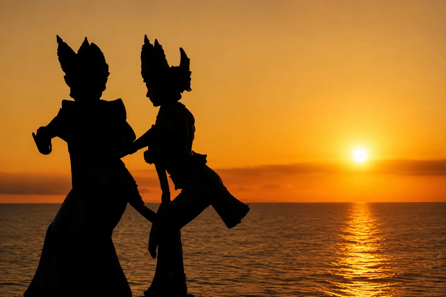 Sunset view from Legong Keraton Beach Hotel overlooking Berawa Beach, Bali